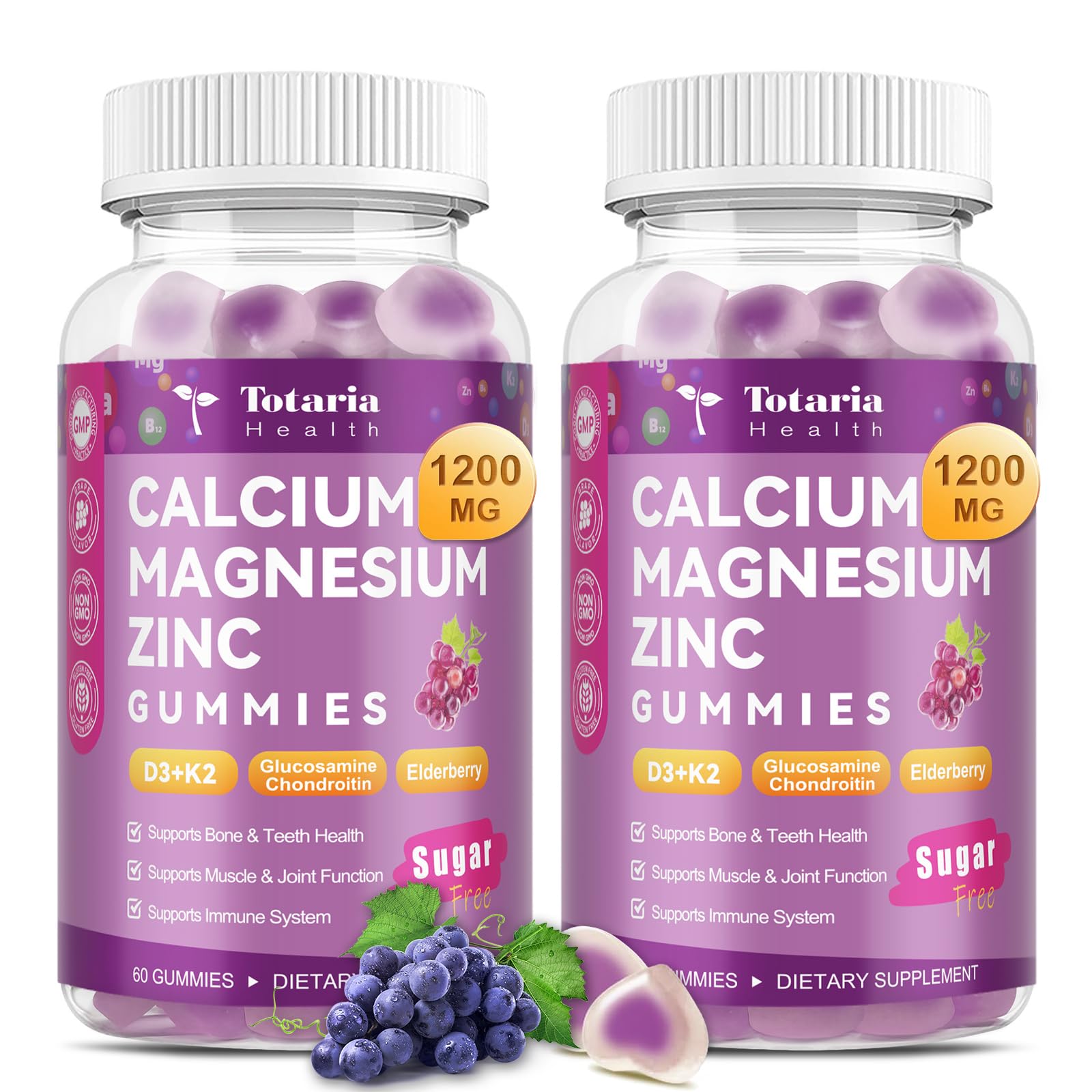 Totaria Calcium Gummies 1200mg front view with packaging