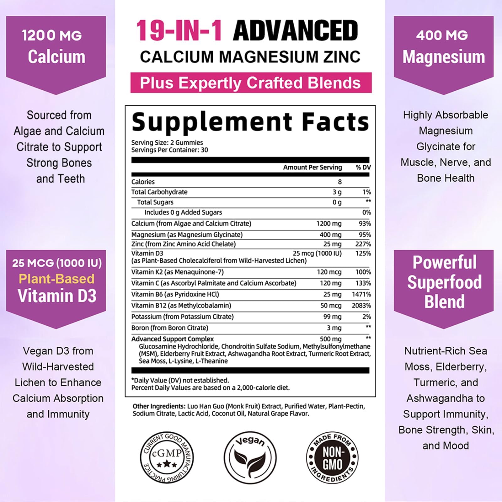 Totaria Calcium Gummies 1200mg side view showing gummies