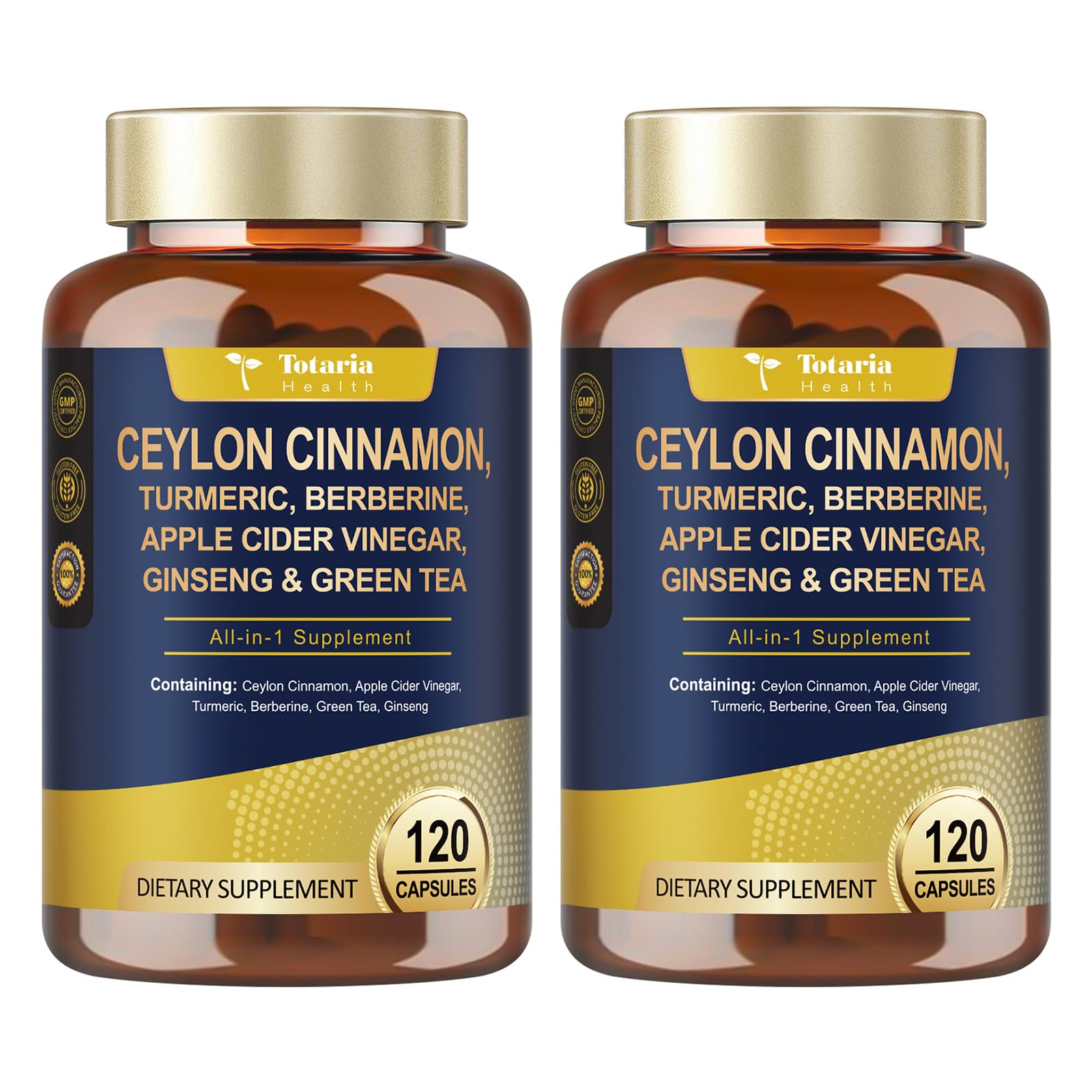 Totaria Ceylon Cinnamon Capsules front view with label