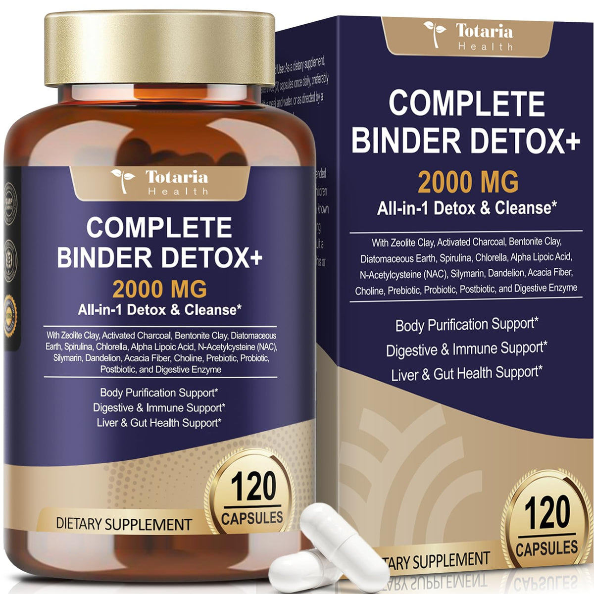 Totaria Charcoal Supplement front view with packaging