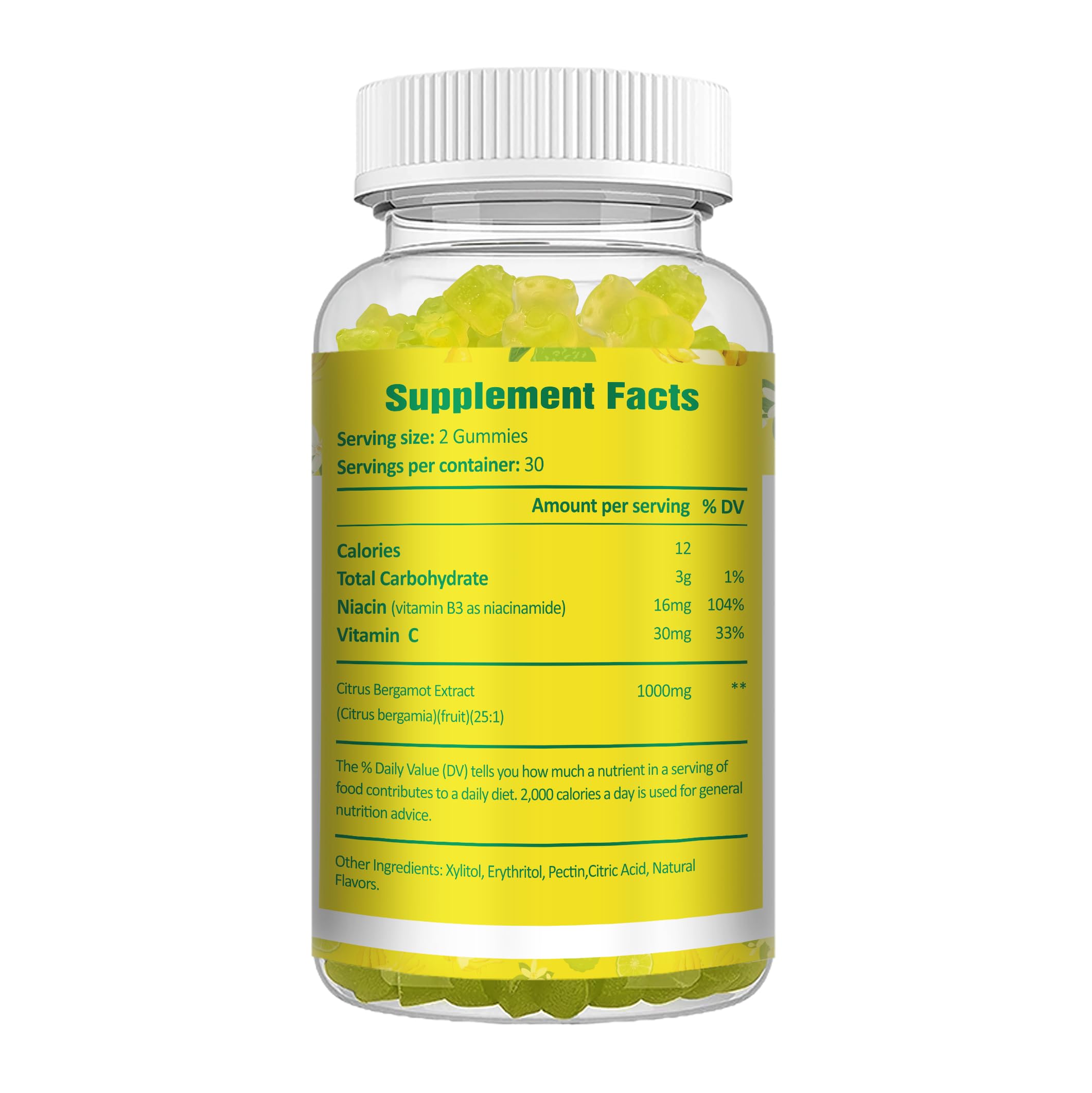 Totaria Citrus Bergamot Gummies with nutritional information