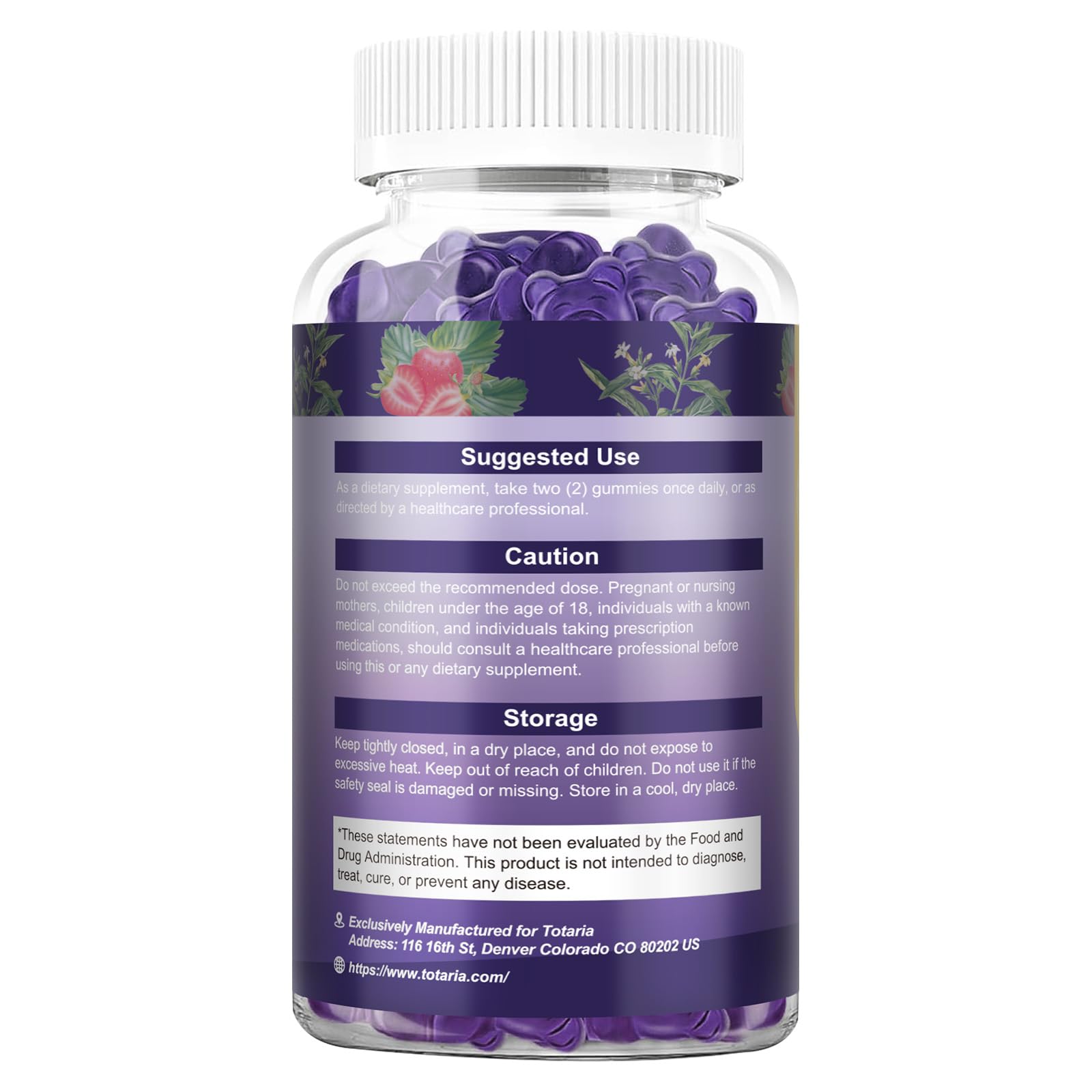 Totaria Cortisol Gummies with a measuring spoon