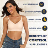 Totaria Cortisol Supplement 120 Vegan Capsules with a measuring spoon