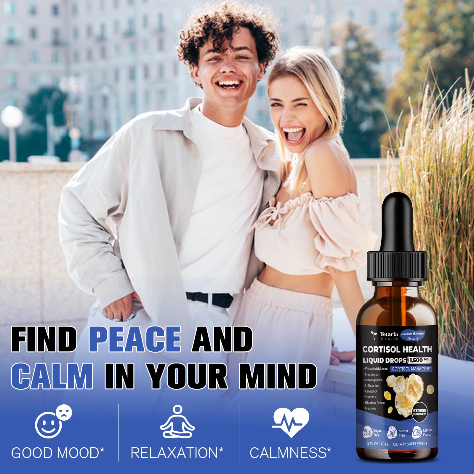 Totaria Cortisol Support Drops 120g ingredients list on packaging