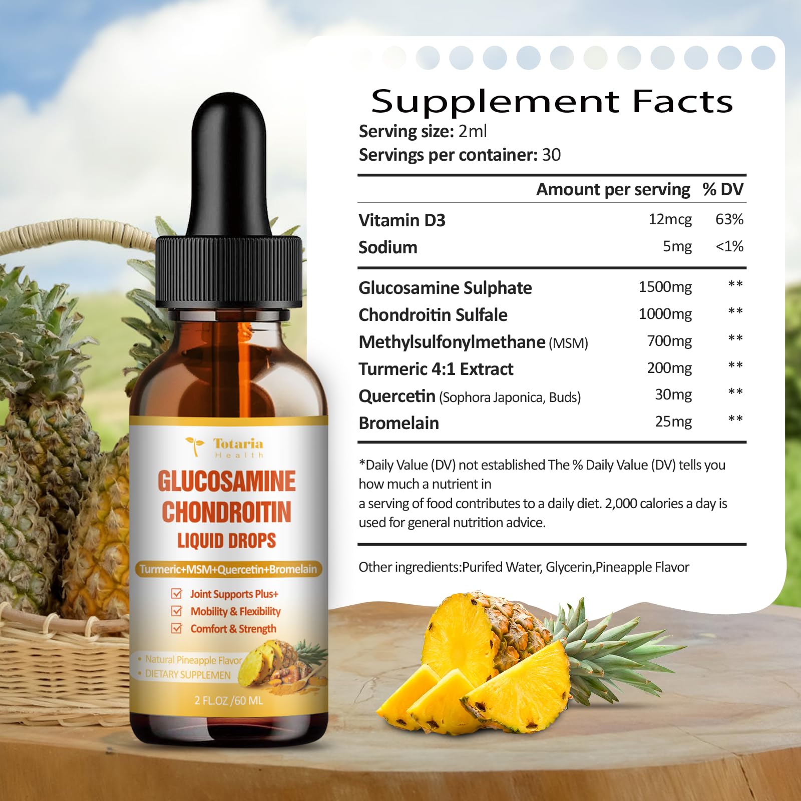Totaria Glucosamine Chondroitin Liquid Drops ingredients list
