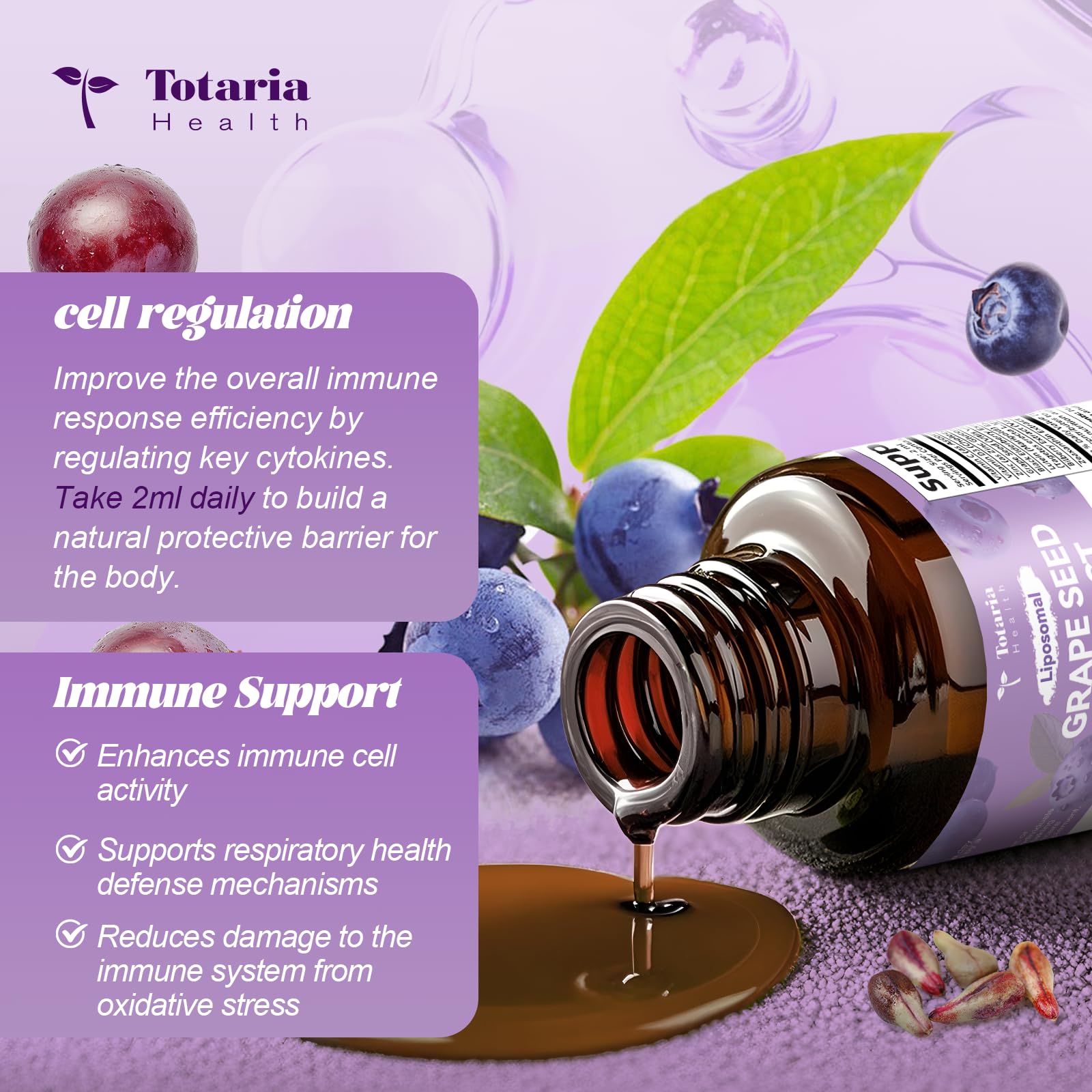Totaria Grape Seed Extract Drops 500mg natural blueberry flavour