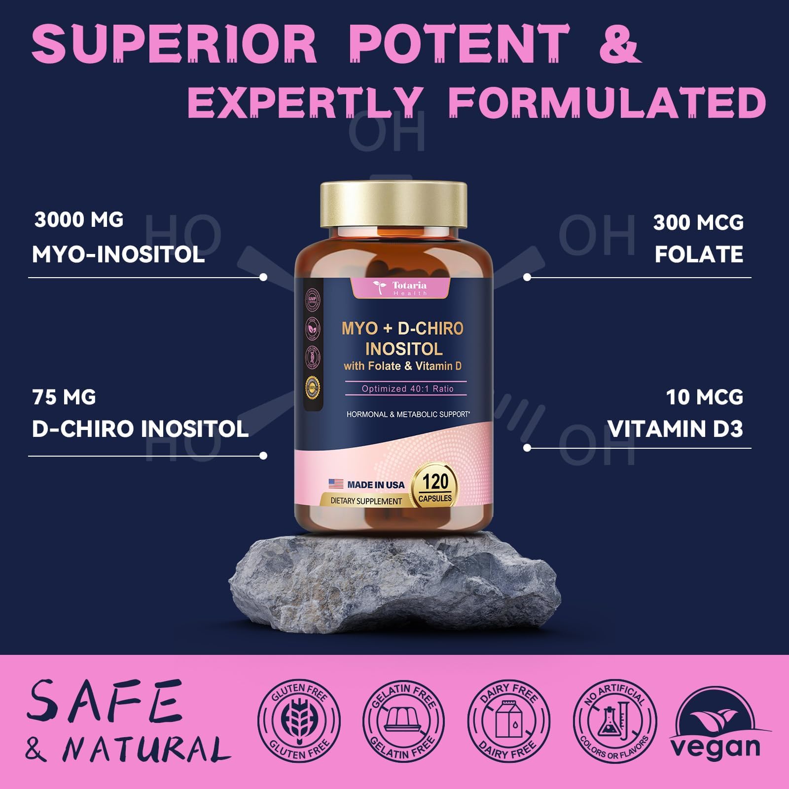 Totaria Inositol Supplement 40:1 Ratio back view