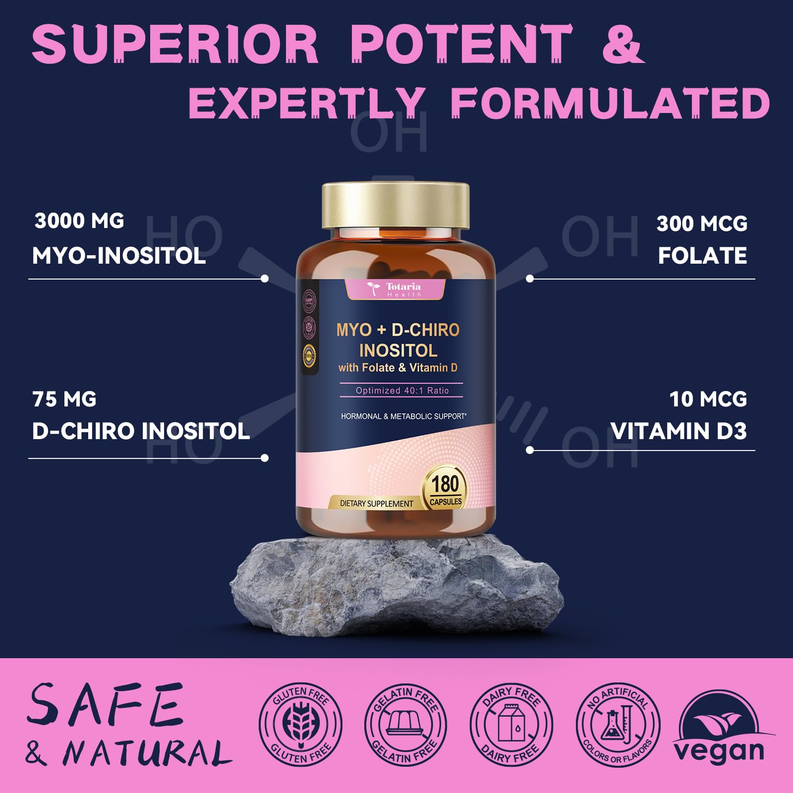 Totaria Inositol Supplement 40:1 Ratio with measuring spoon
