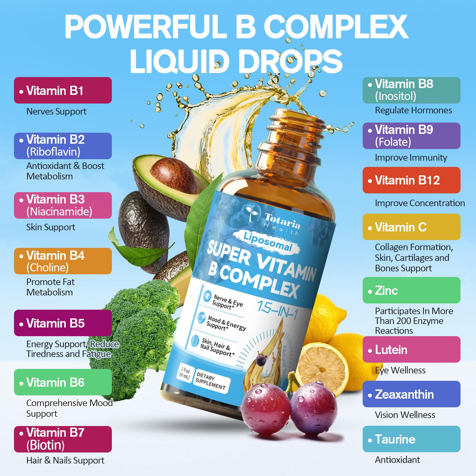 Totaria Liposomal Vitamin B Complex 60ml side view