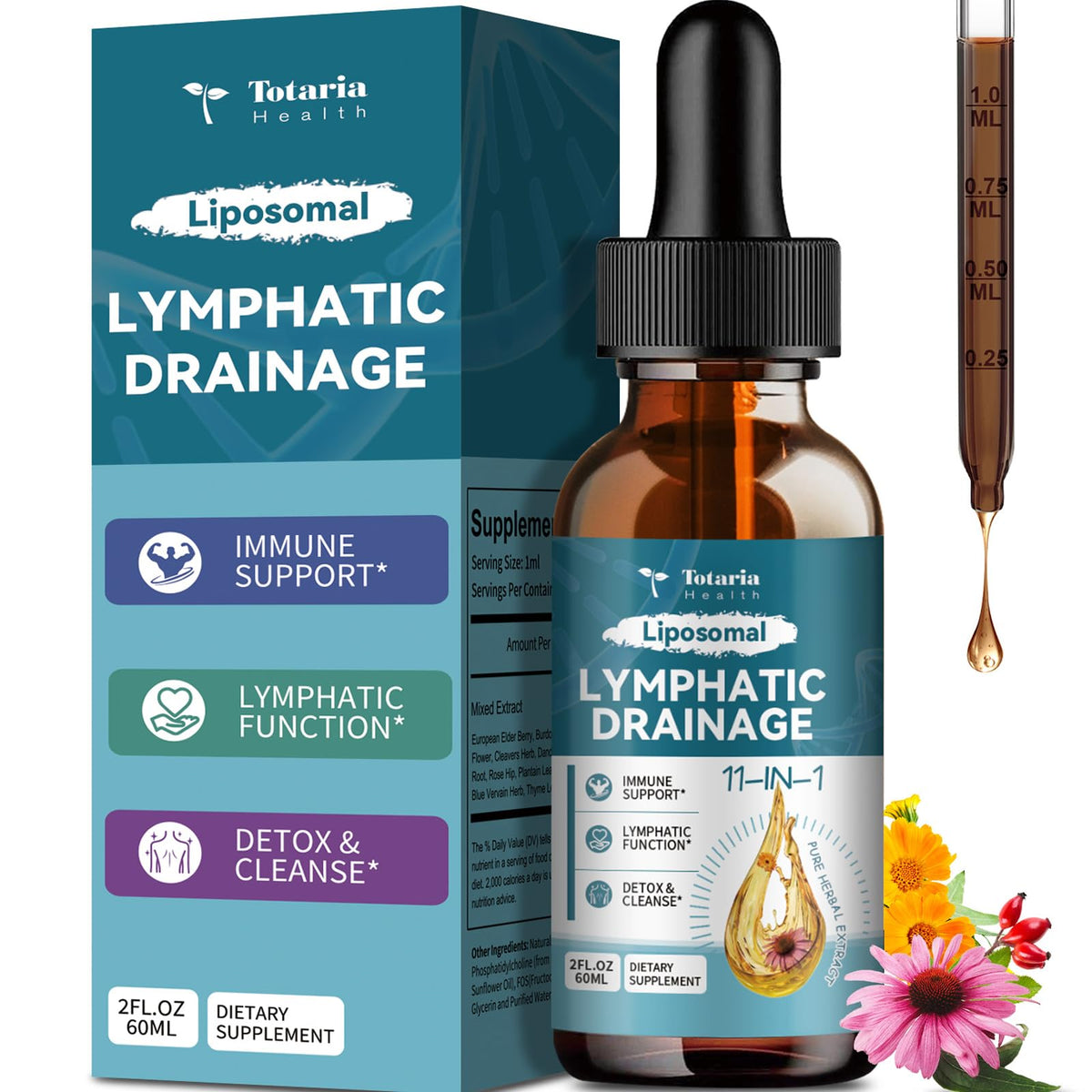 Totaria Lymphatic Drops 100% Pure Organic front view