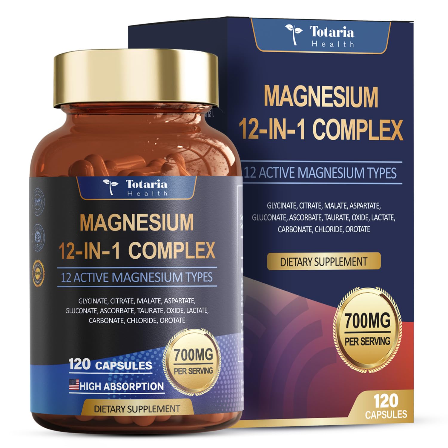 Totaria Magnesium Complex 700mg capsule bottle front view