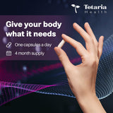 Totaria Magnesium Complex 700mg capsules alongside a glass of water