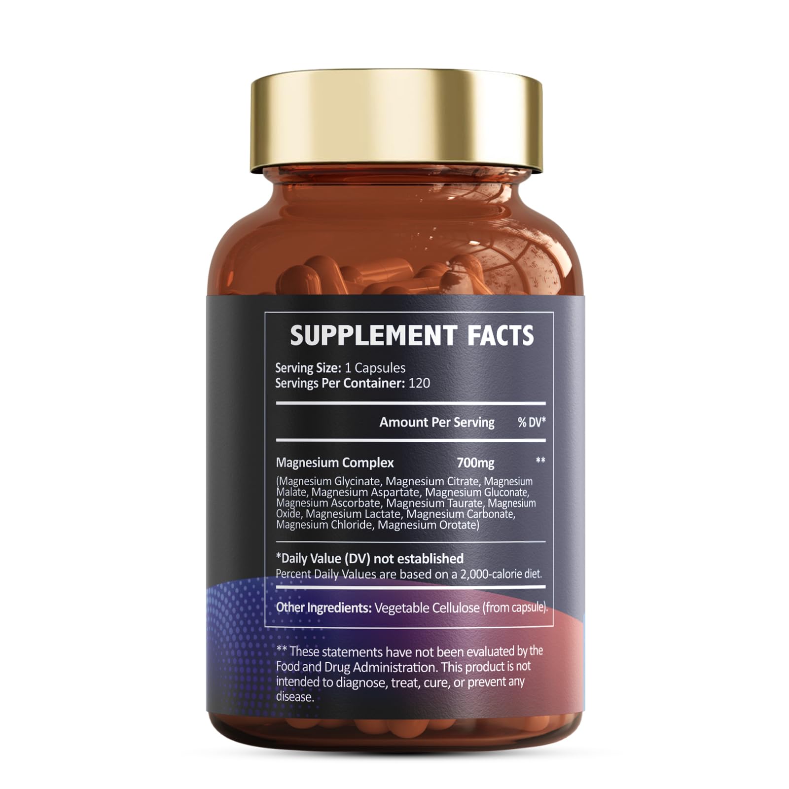 Totaria Magnesium Complex 700mg capsules with a plant background
