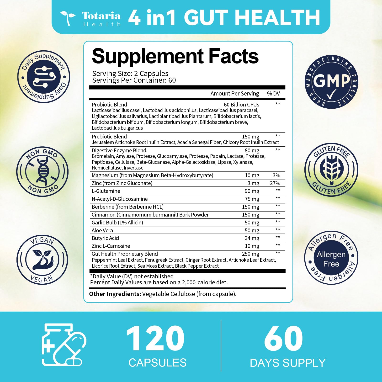 Totaria Multi-Enzyme Supplement capsules in a hand