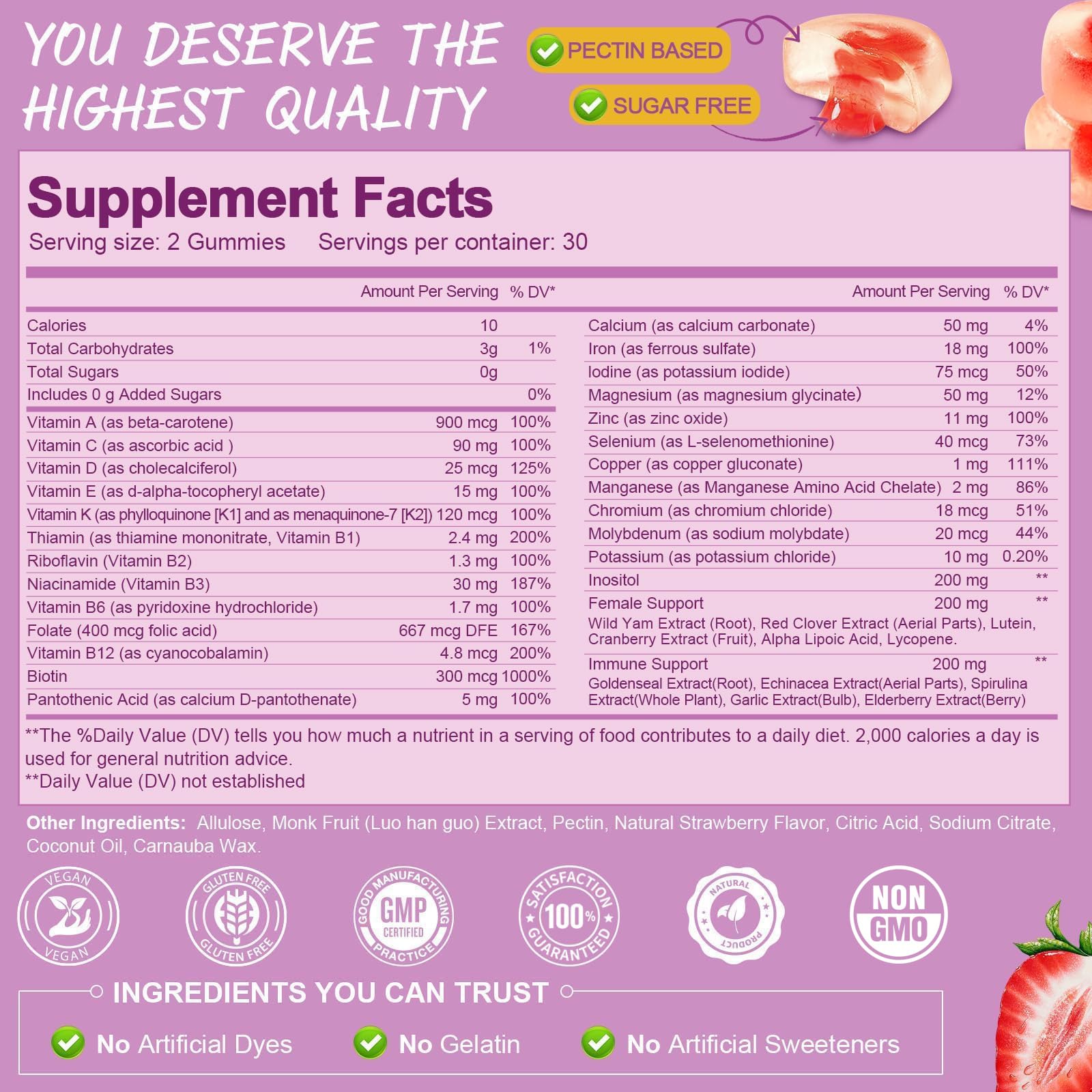 Totaria Multivitamin Gummies for Women packaging details