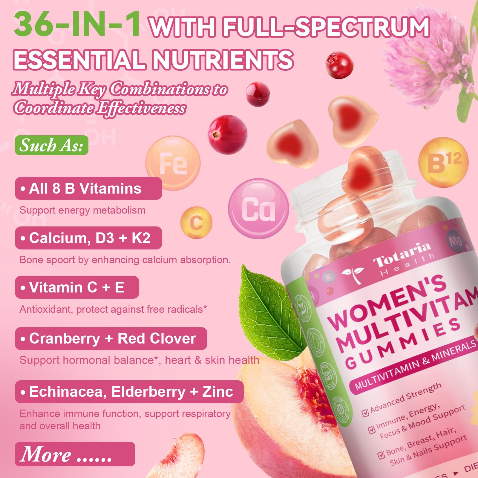 Totaria Multivitamin Gummies with a measuring spoon for dosage