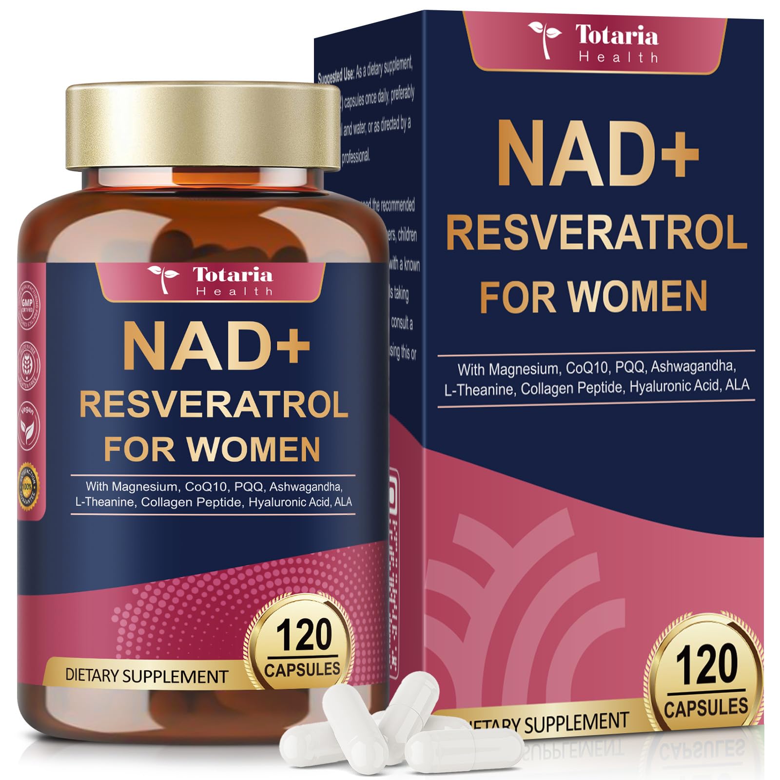 Totaria NAD+ Supplement for Women 120 capsules front view