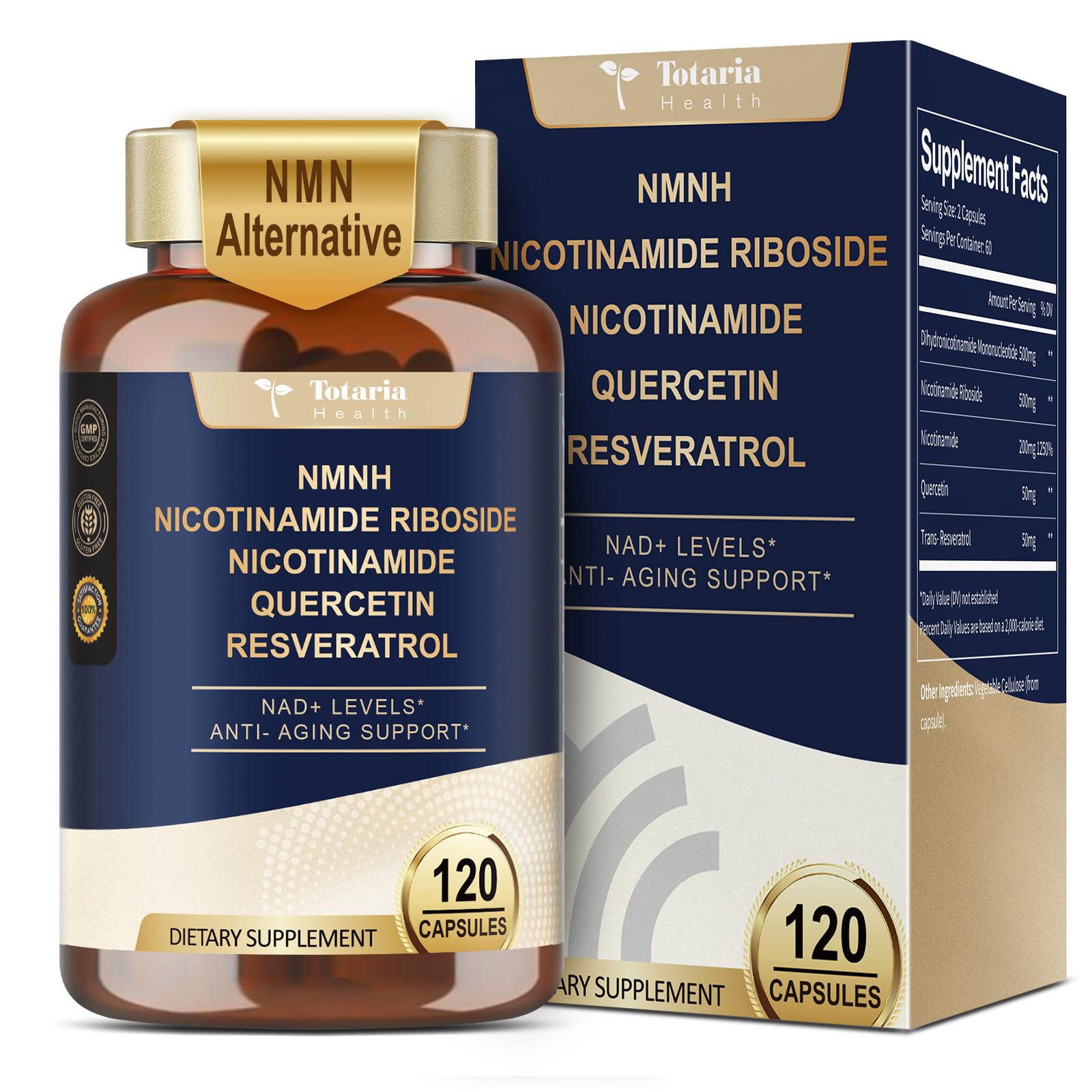 Totaria NMNH Resveratrol Supplement bottle front view
