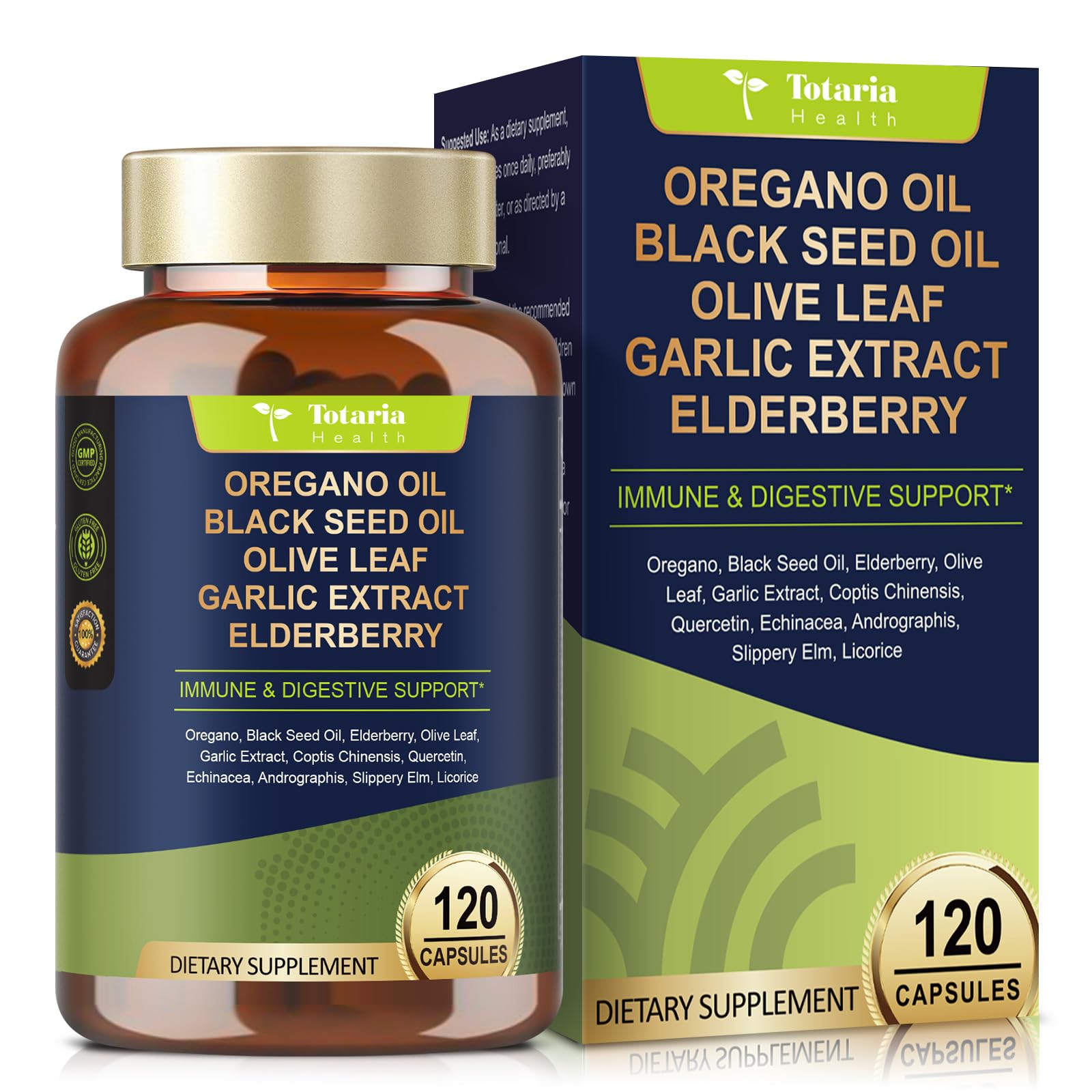 Totaria Oregano & Black Seed Oil Capsules bottle front view