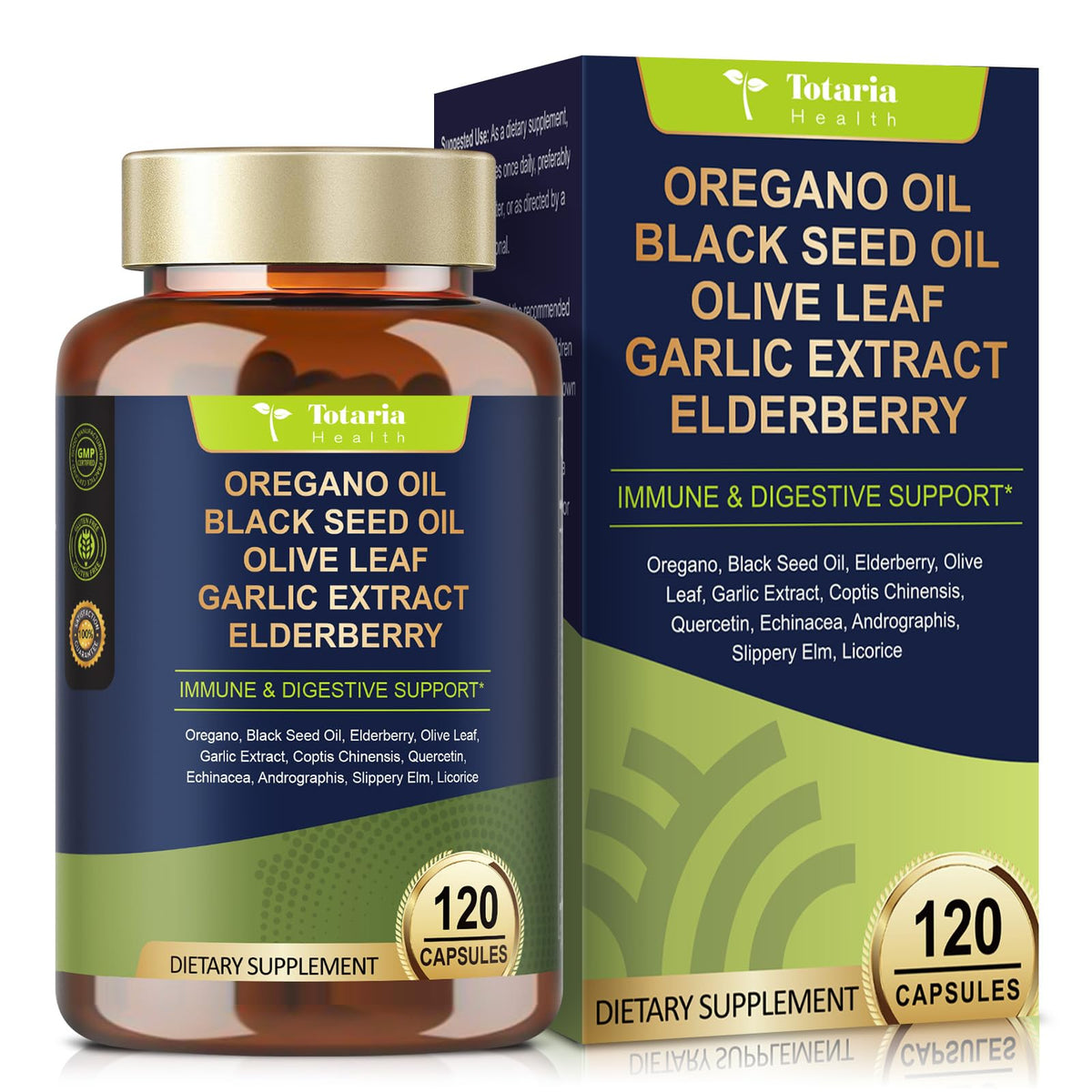 Totaria Oregano & Black Seed Oil Capsules bottle front view
