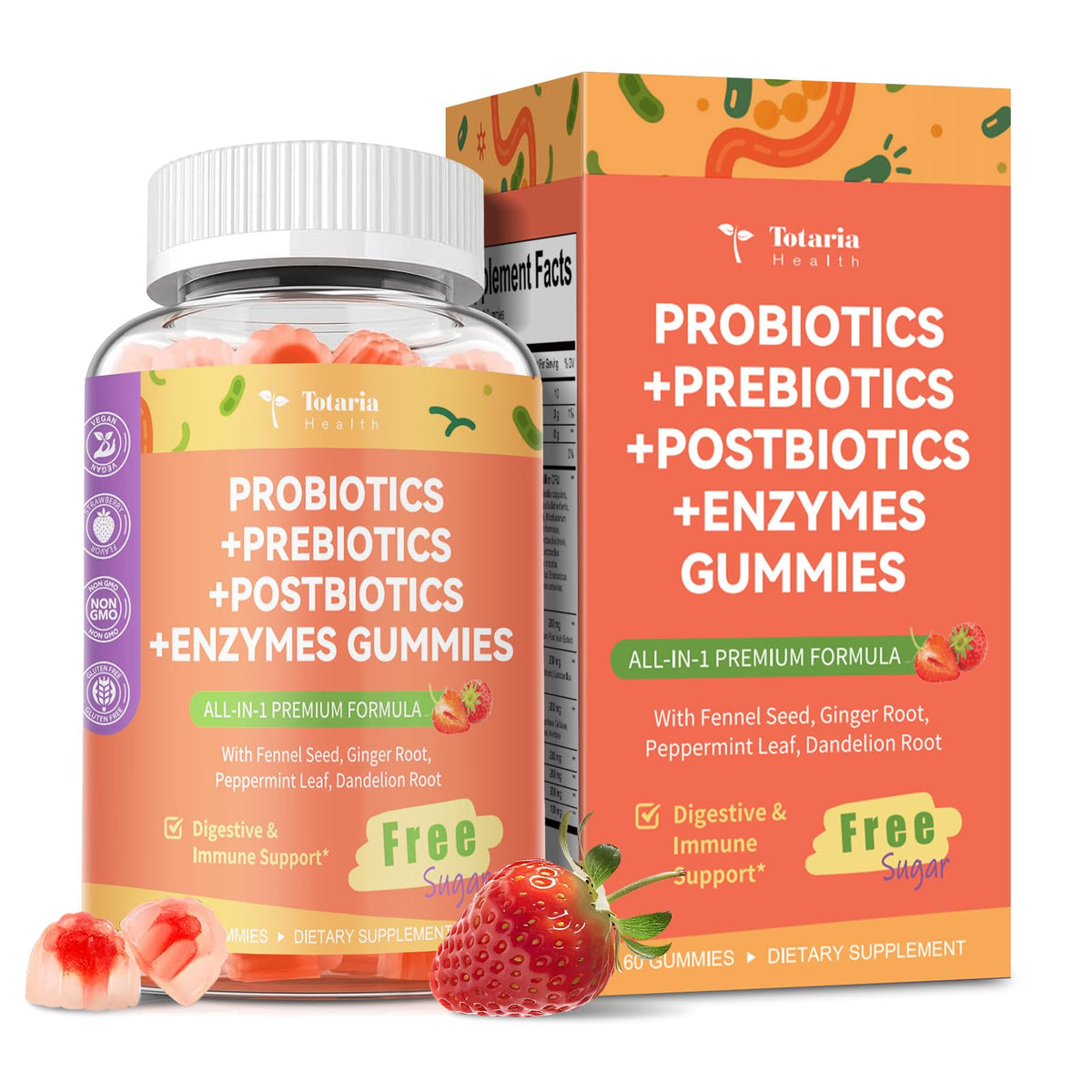 Totaria Pre + Post + Probiotics Gummies front view