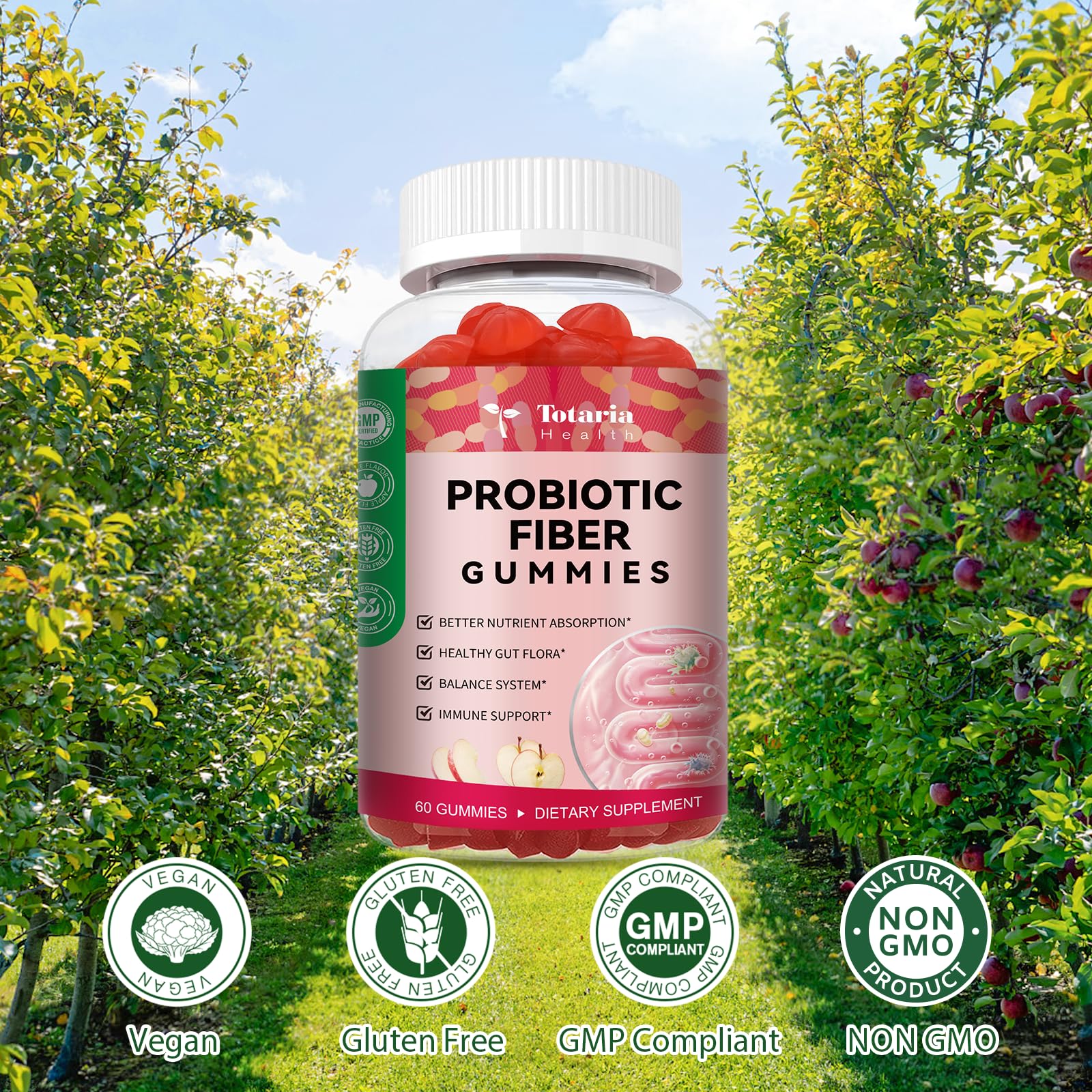 Totaria Prebiotic Fiber Gummies 180g side view