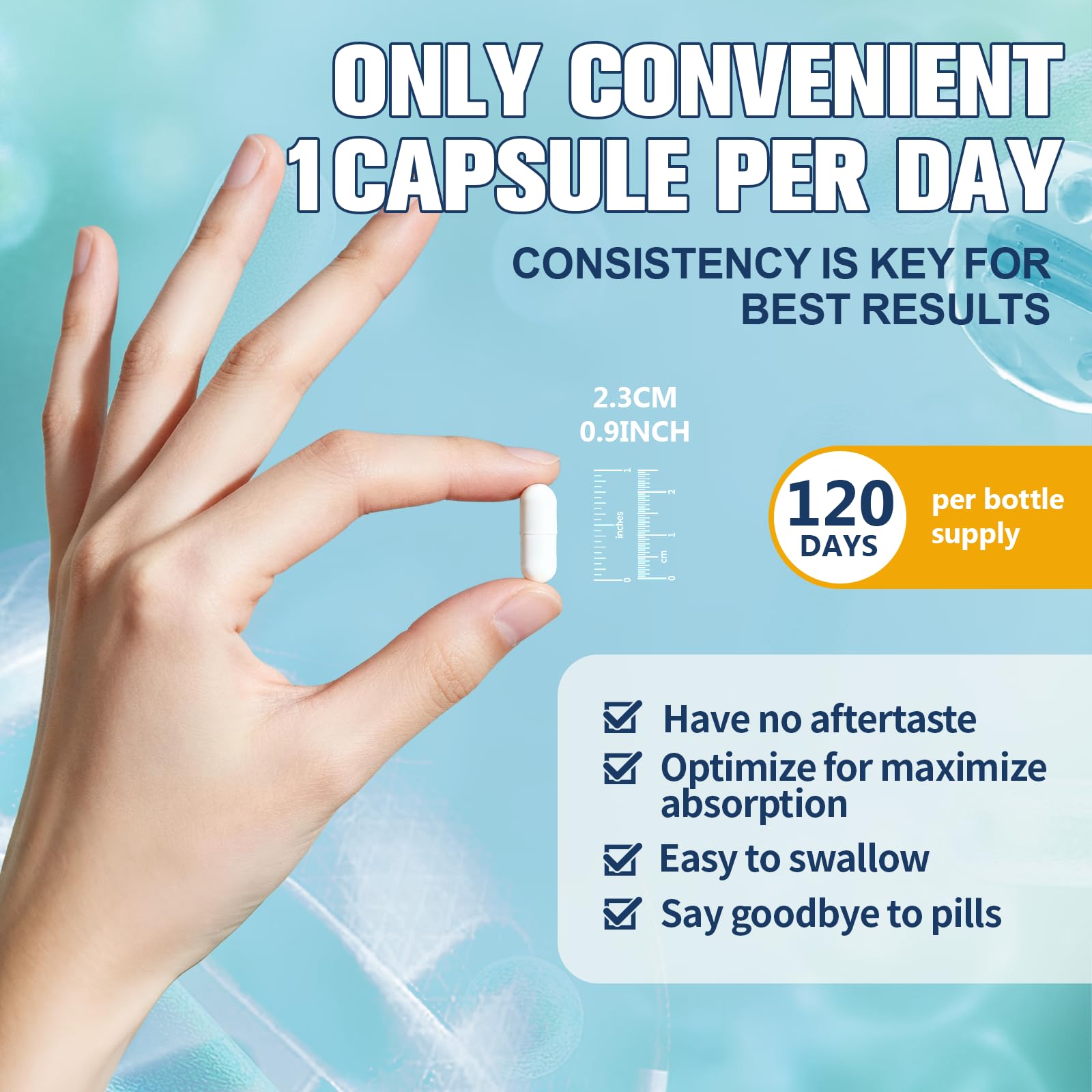 Totaria Prebiotic Probiotics 60 Billion CFUs 120g capsules on a kitchen counter