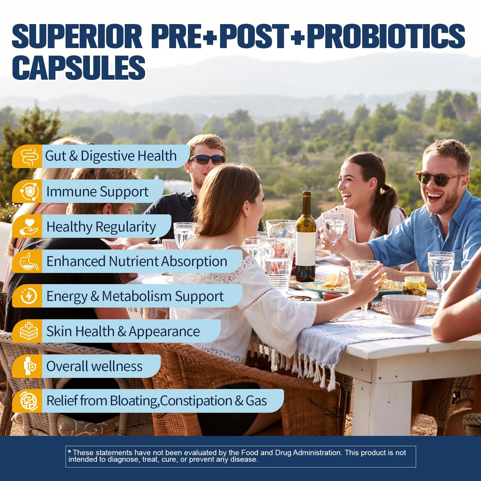 Totaria Prebiotics capsules on a wooden table