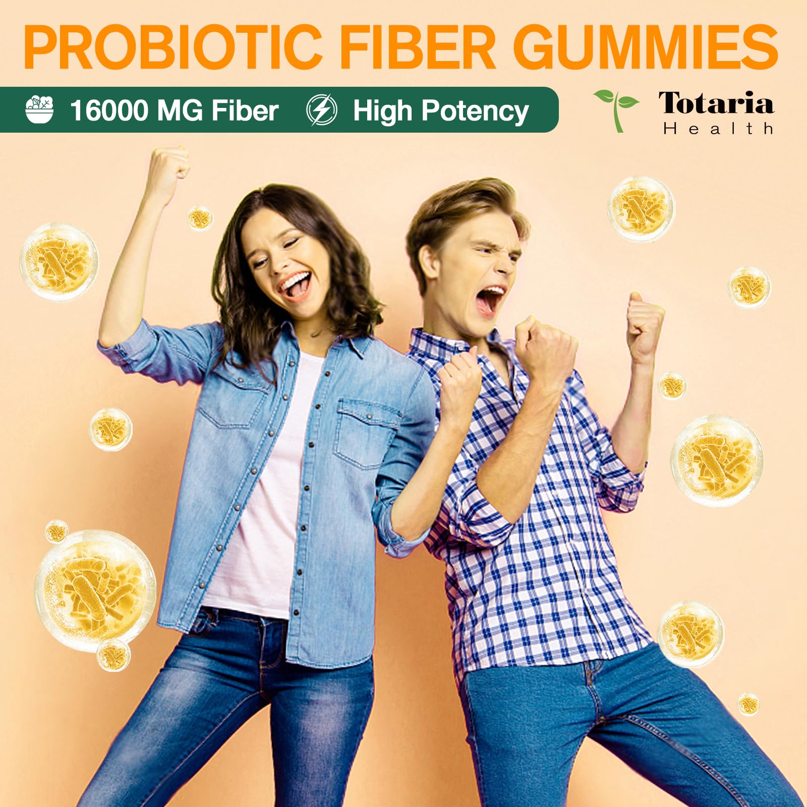 Totaria Probiotic Fiber Gummies pineapple flavour back view