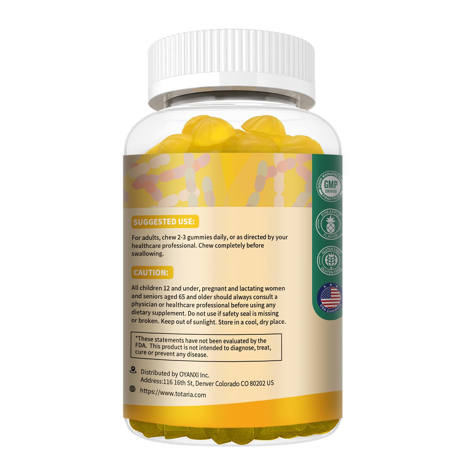 Totaria Probiotic Fiber Gummies with a measuring spoon
