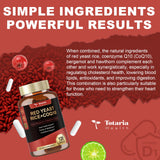 Totaria Red Yeast Rice with CoQ10 capsules on a wooden table