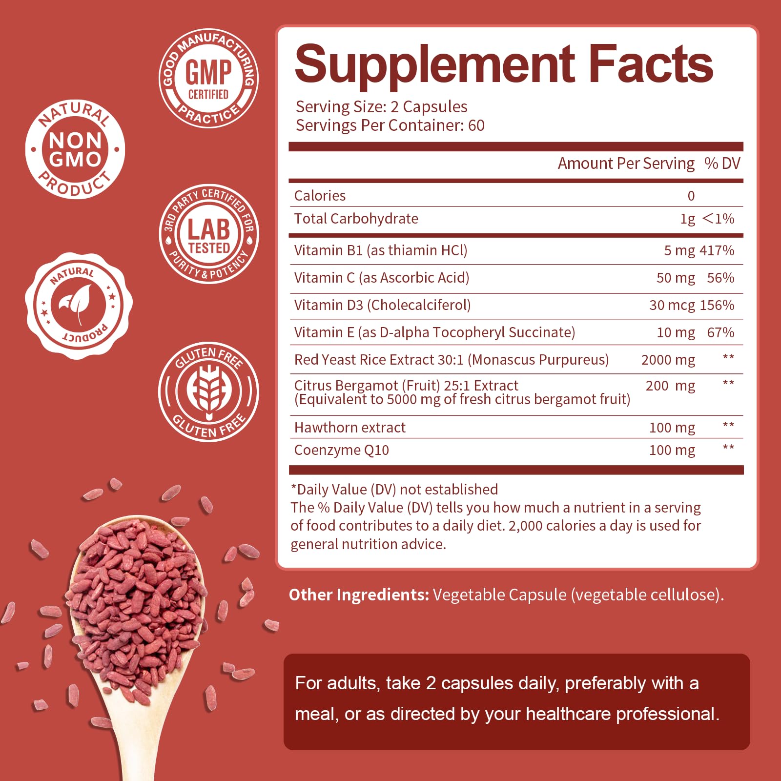 Totaria Red Yeast Rice with CoQ10 product label