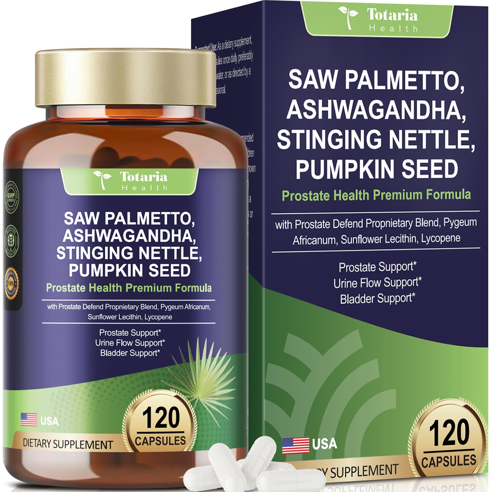 Totaria Saw Palmetto Supplement 500mg front view