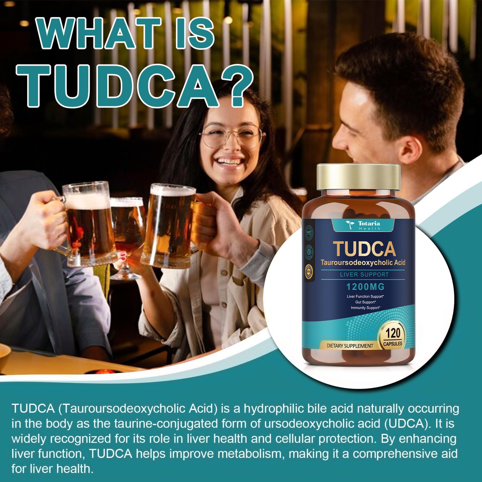 Totaria TUDCA Capsules 1200mg bottle with label