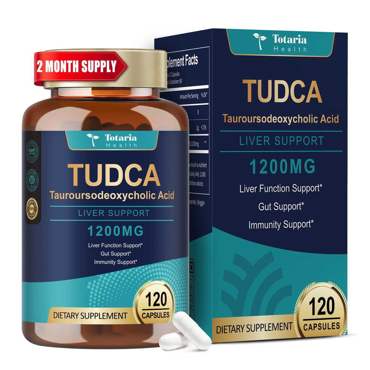 Totaria TUDCA Capsules 1200mg front view