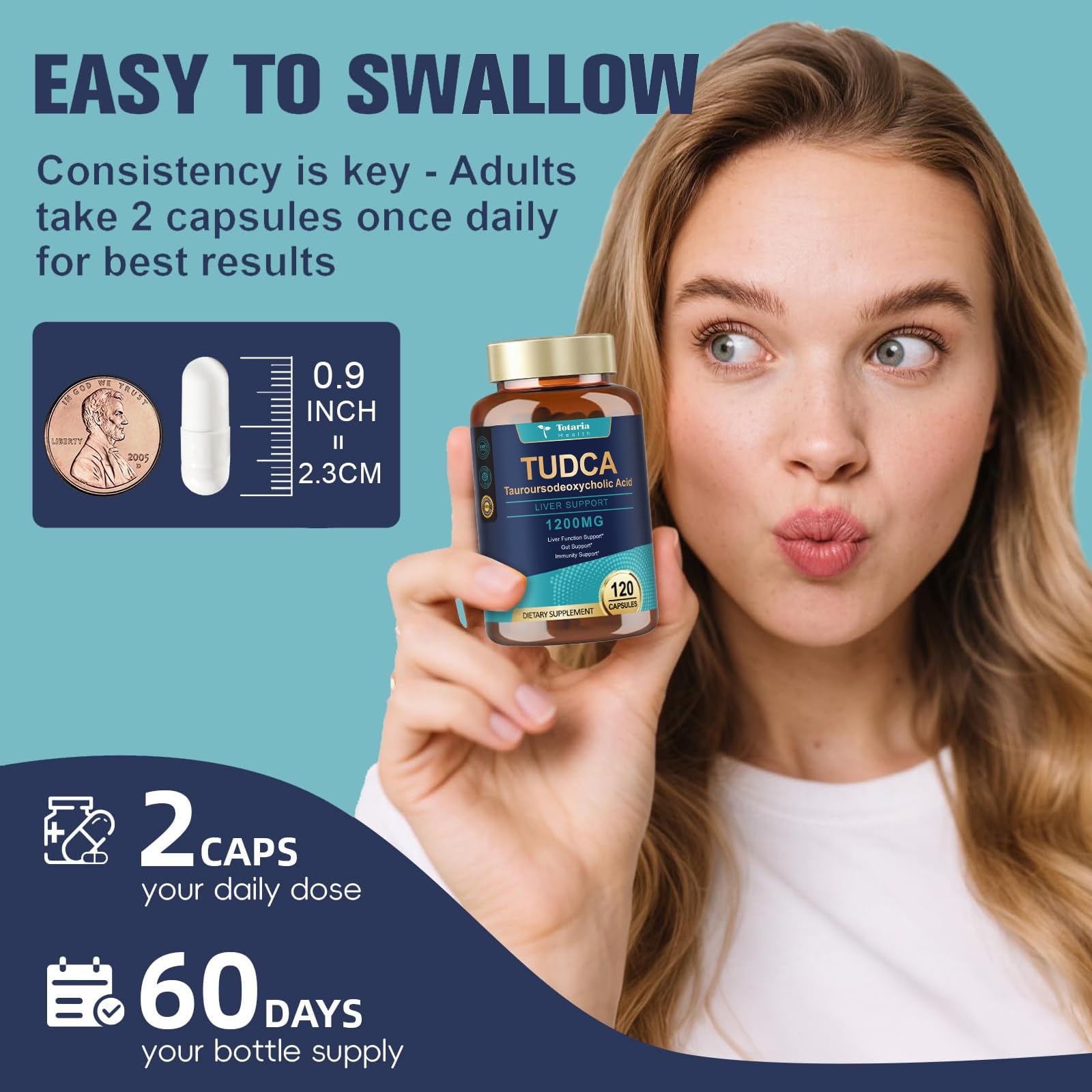Totaria TUDCA Capsules 1200mg with measuring spoon