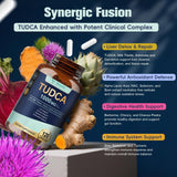 Totaria Tudca Liver Extract Supplement capsules on a wooden surface