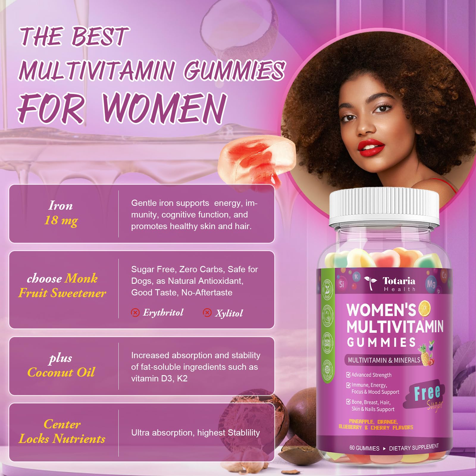 Totaria Women’s Multivitamin Gummies in a bowl