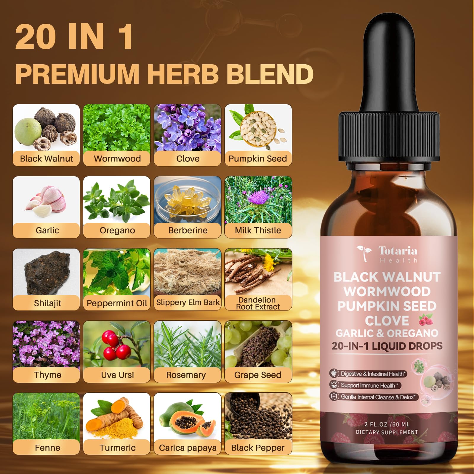 Totaria Wormwood Black Walnut Clove Drops 132g packaging