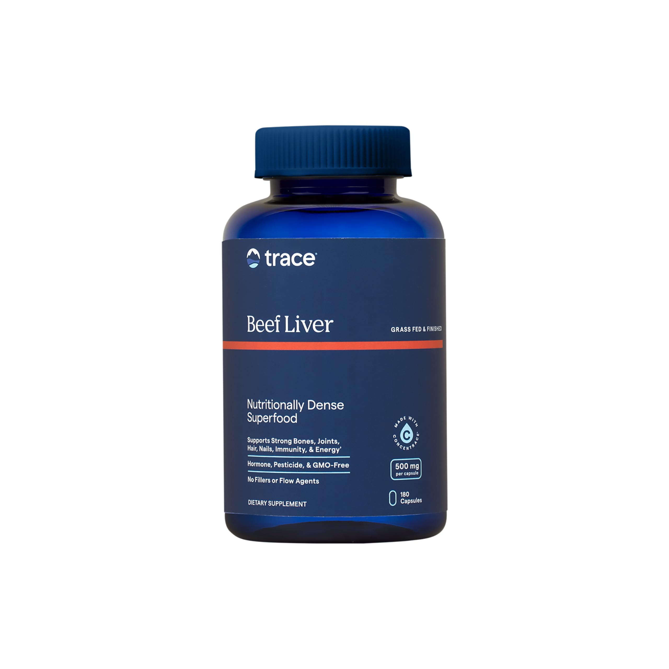 Trace Minerals Beef Liver Extract 3000 mg capsules front view