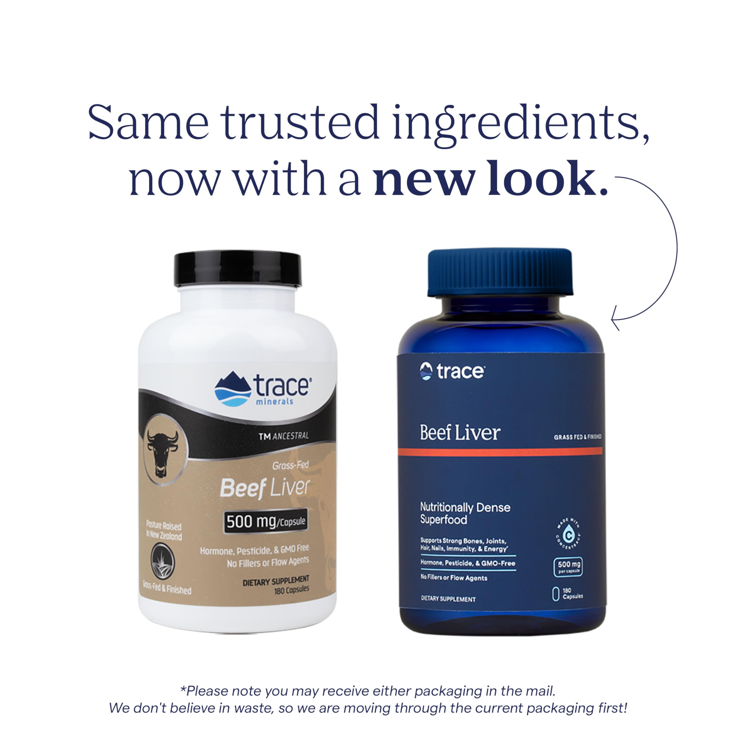 Trace Minerals Beef Liver Extract 3000 mg capsules on a wooden surface