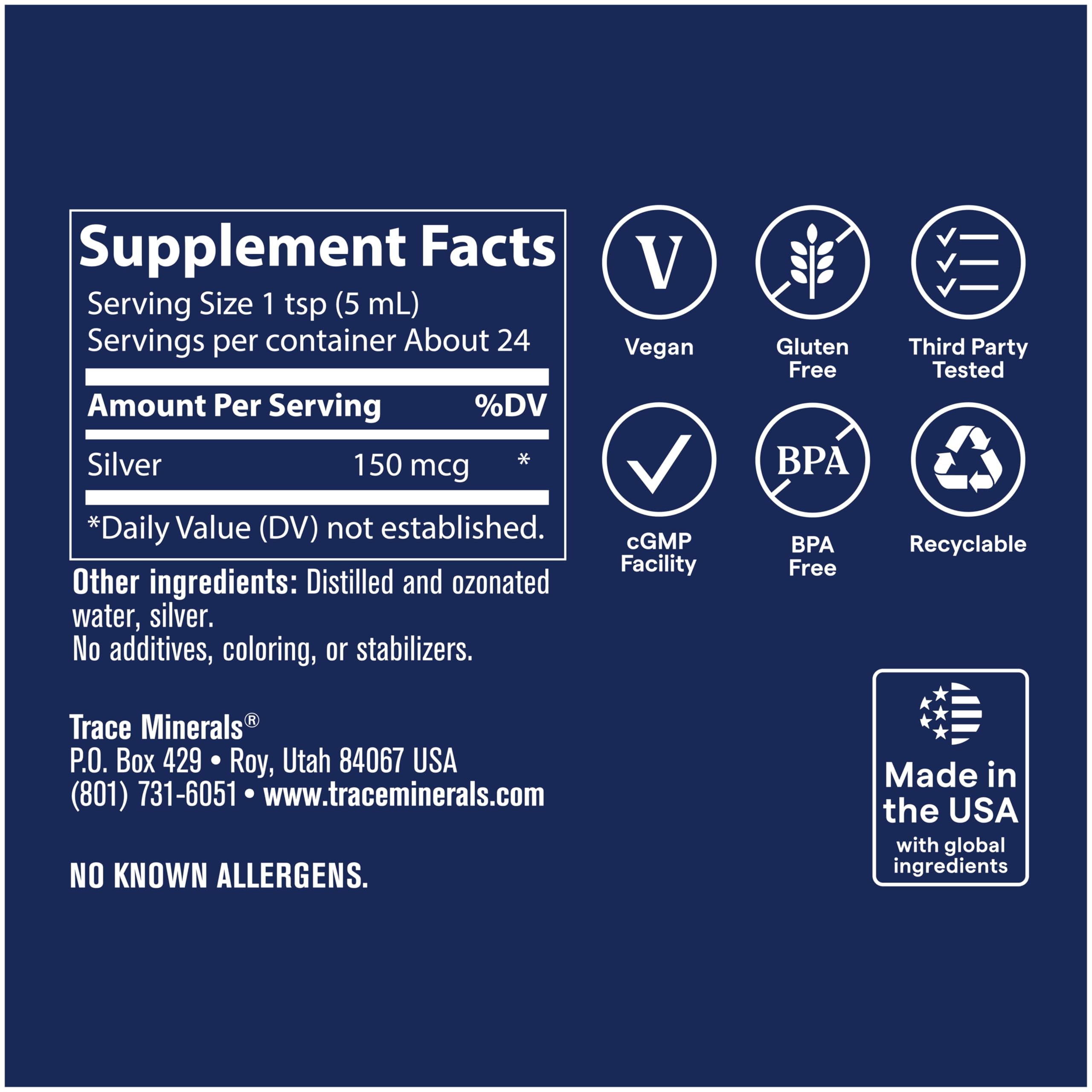 Trace Minerals Colloidal Silver 30 PPM 130g packaging details
