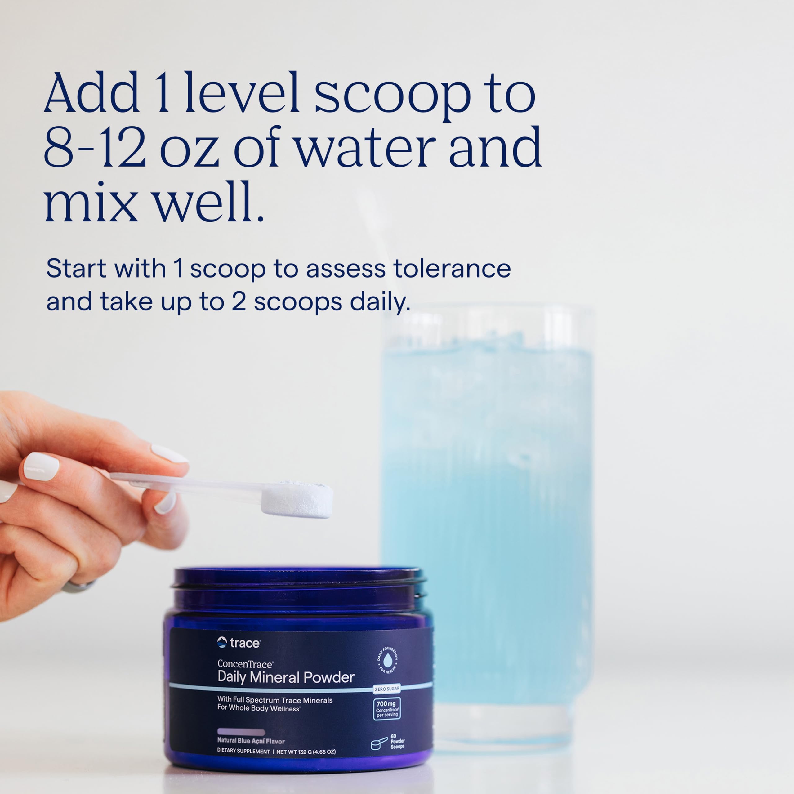 Trace Minerals ConcenTrace Daily Mineral Powder mixed in water