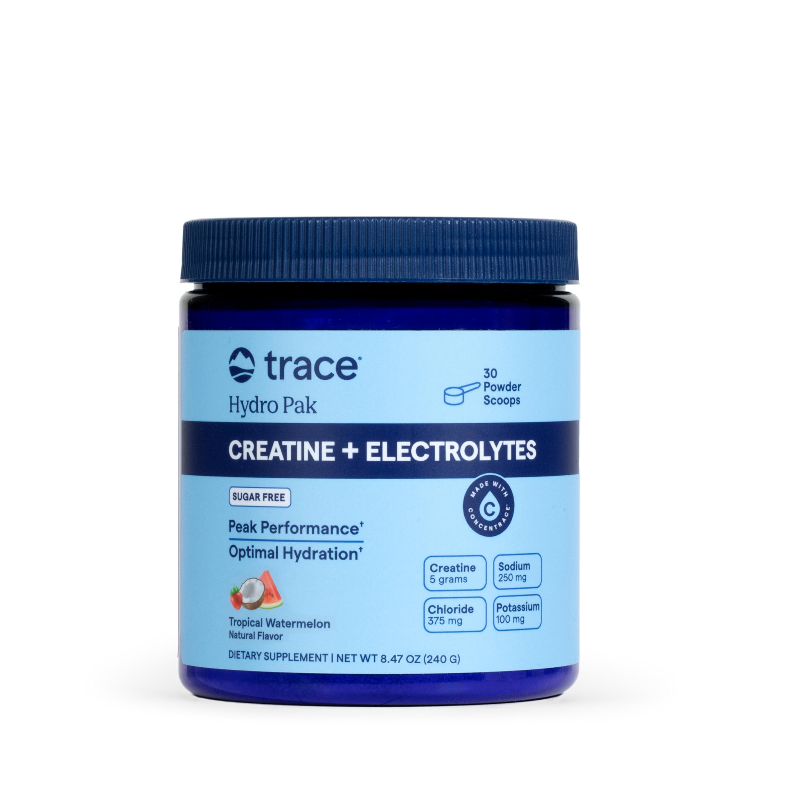 Trace Minerals Creatine + Electrolytes Tropical Watermelon 240g front view