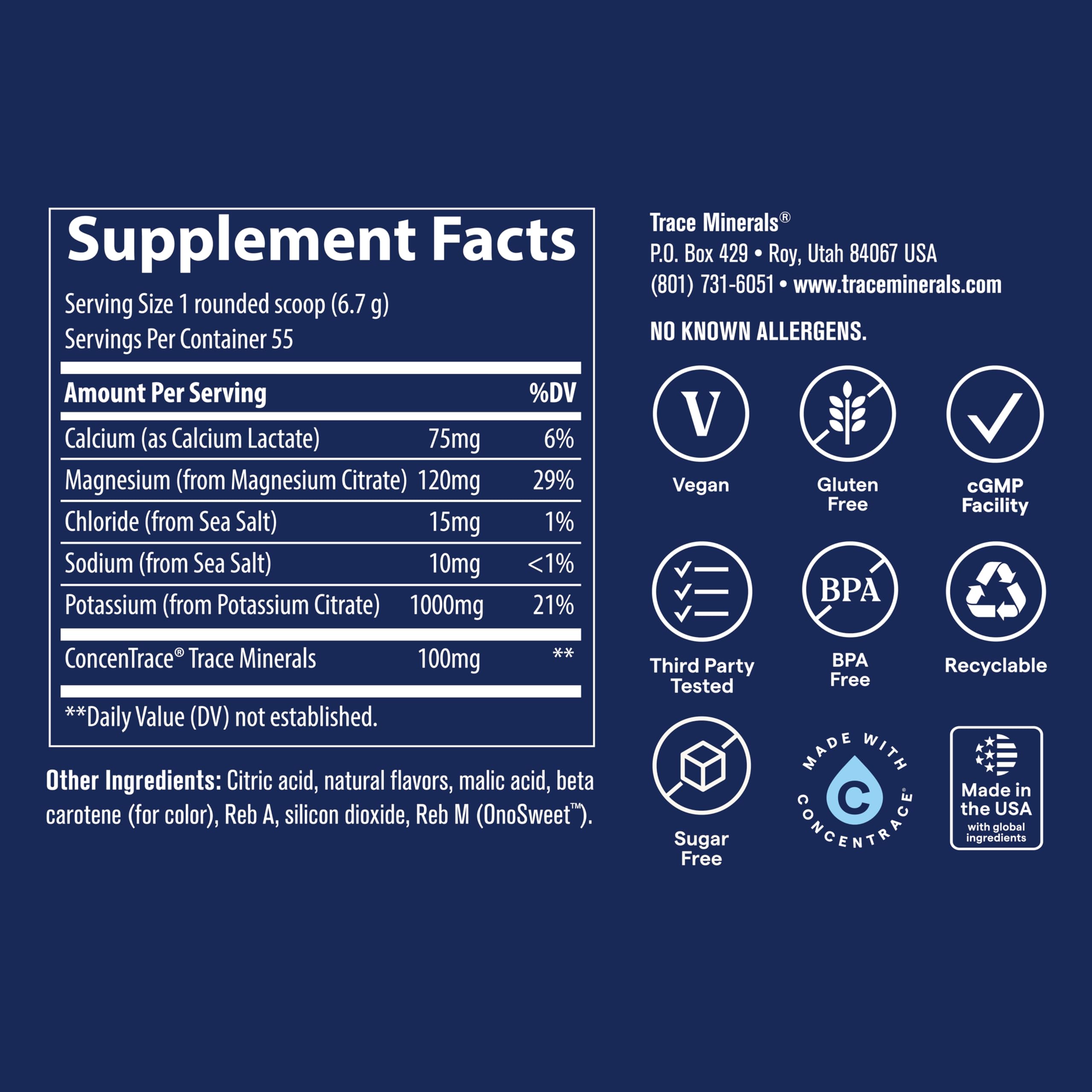Trace Minerals Daily Supplement 376g packaging details
