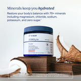 Trace Minerals Daily Supplement on a wooden table with a glass of water