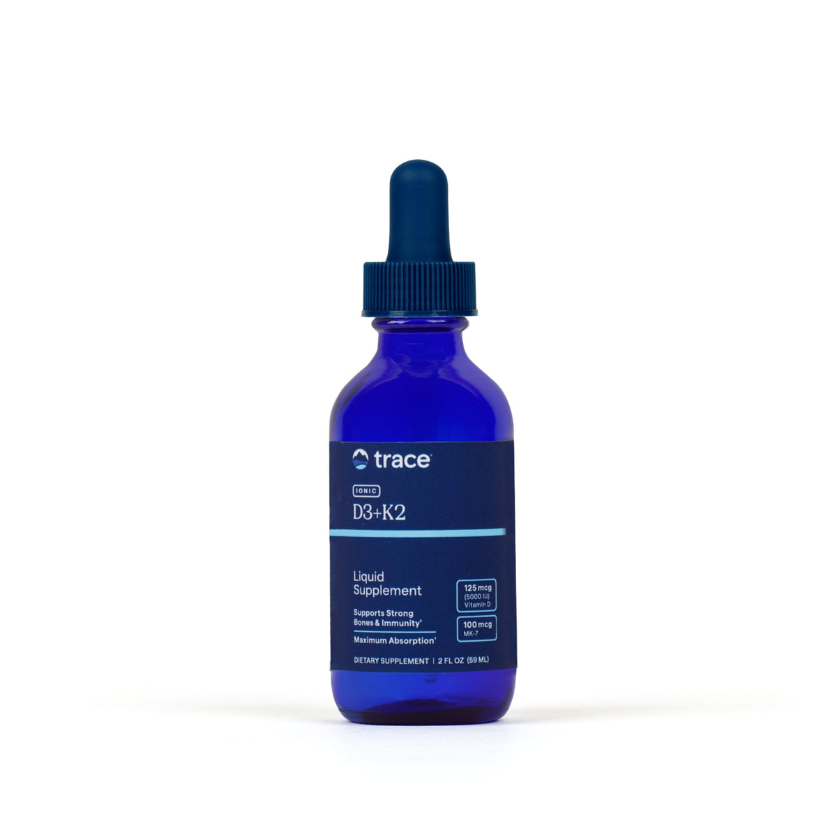 Trace Minerals Ionic D3 + K2 supplement bottle front view