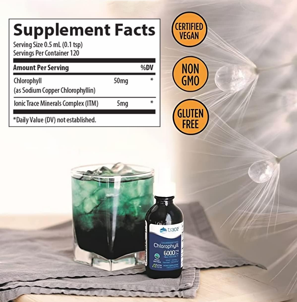 Trace Minerals Liquid Chlorophyll Supplement dropper and bottle