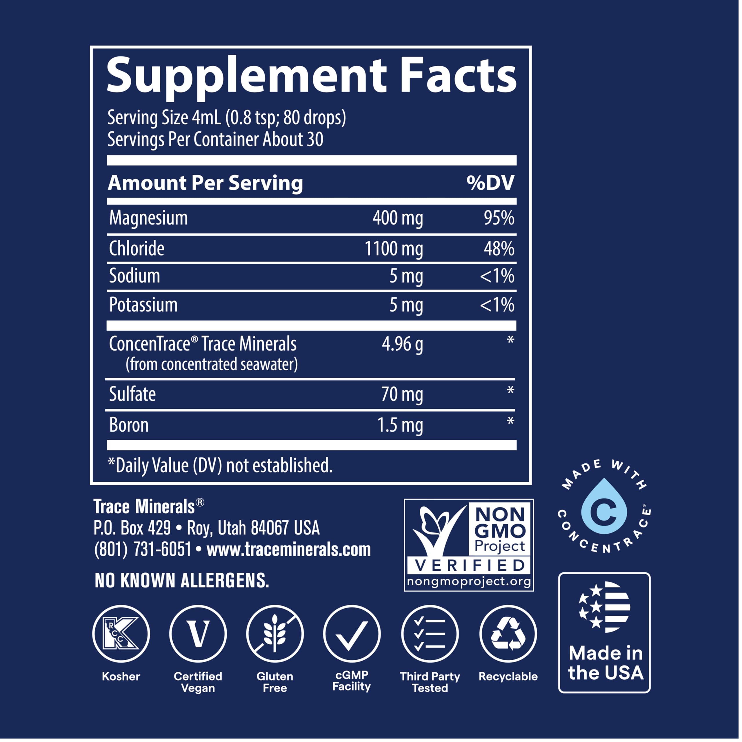 Trace Minerals Liquid Ionic Magnesium 400mg with a glass of water