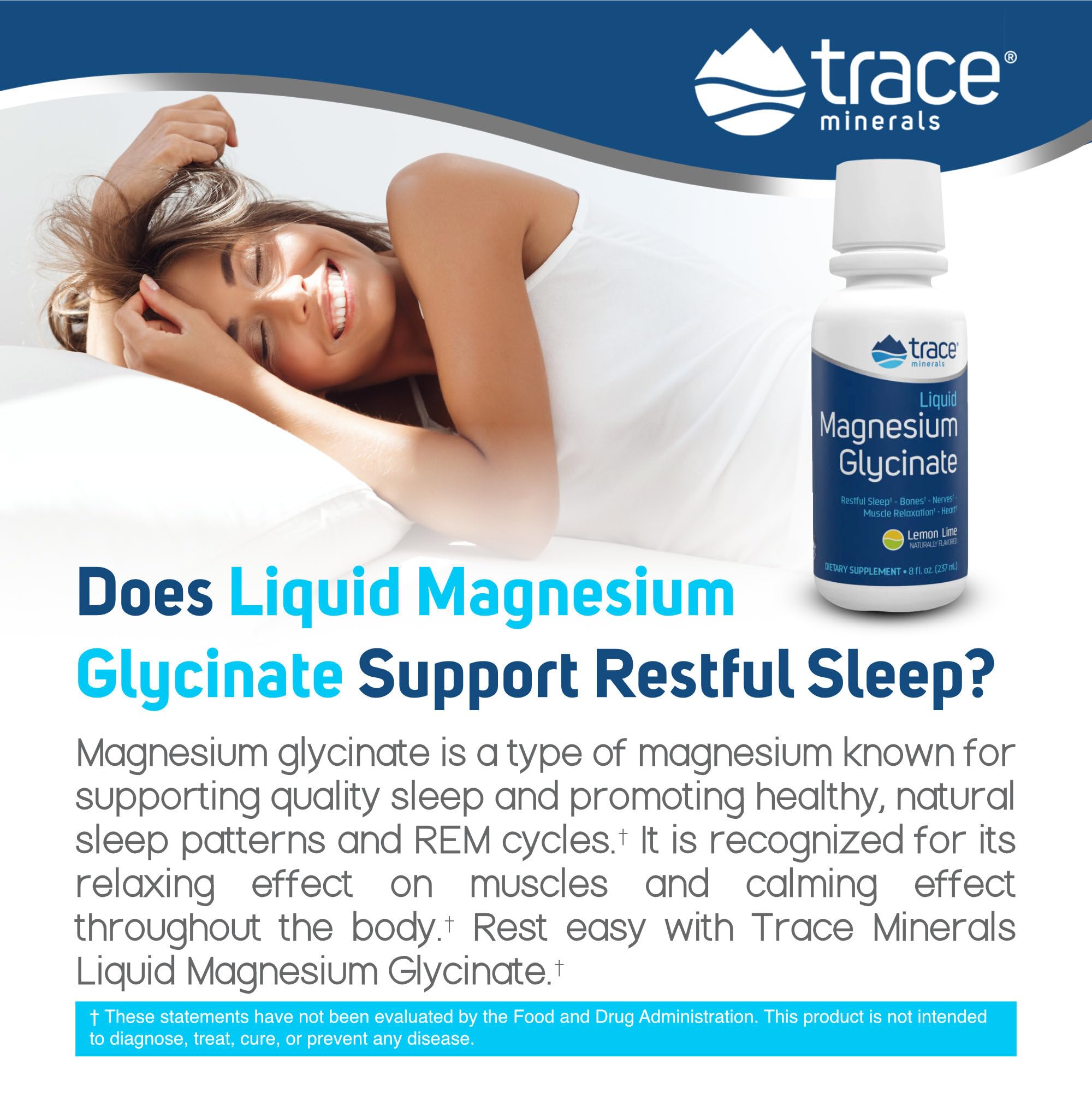 Trace Minerals Liquid Magnesium Glycinate 200g with dosage dropper